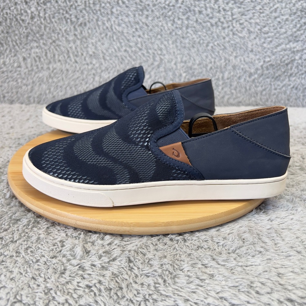 Olukai Pehuea Li Navy Blue Mesh Slip On Sneakers Womens 10 Drop In Heel